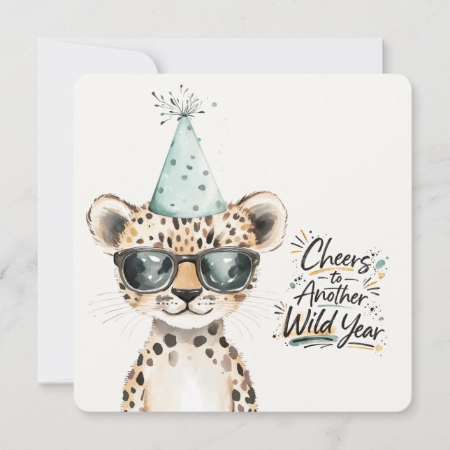 Tarjeta Wild One Birthday Card Cute Leopard Party (Anverso)