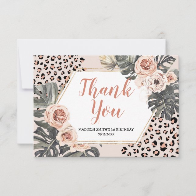 Tarjeta Wild One Leopard Print Birthday (Anverso)
