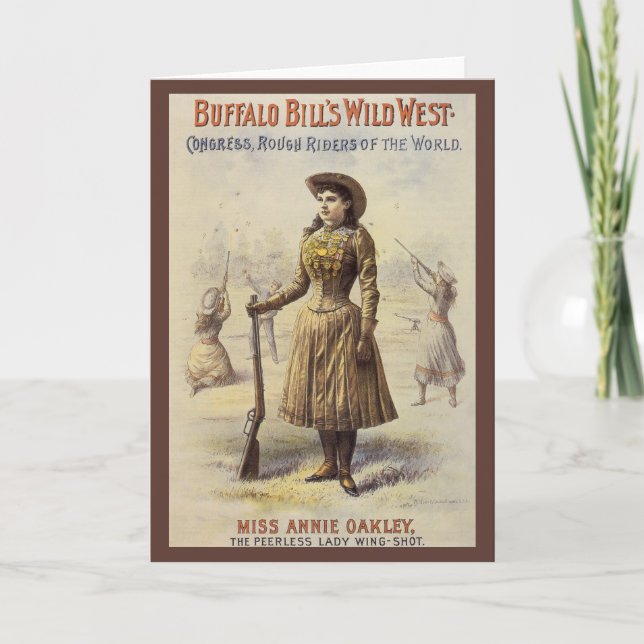 Tarjeta Wild West Show de Buffalo Bill con Annie Oakley (Anverso)
