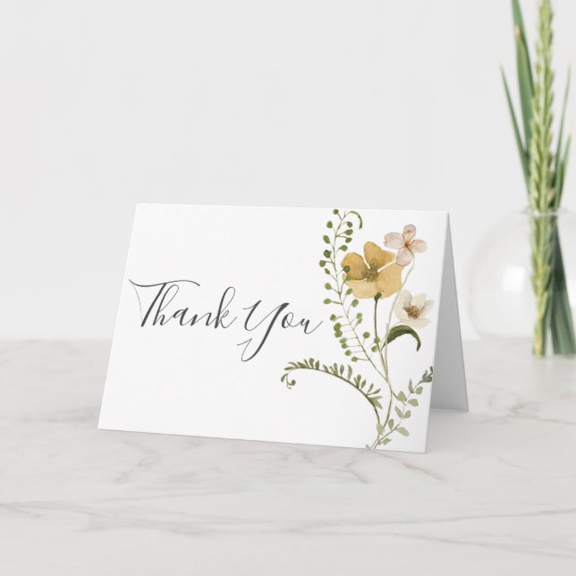 Tarjeta Wildflower Boho garden Floral Boda Gracias (Anverso)