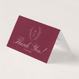 Tarjeta Wildflower Burgundy Wedding Folded Photo thank you