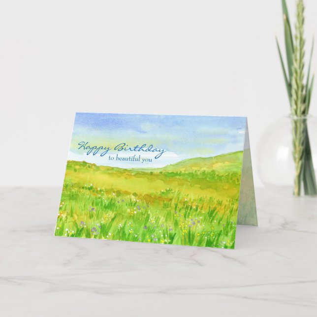 Tarjeta Wildflower Meadow Prairie Feliz cumpleaños (Anverso)
