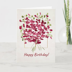 Tarjeta Wildflower Pink Posie   Cumpleaños Acuarela