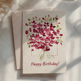 Tarjeta Wildflower Pink Posie | Cumpleaños Acuarela