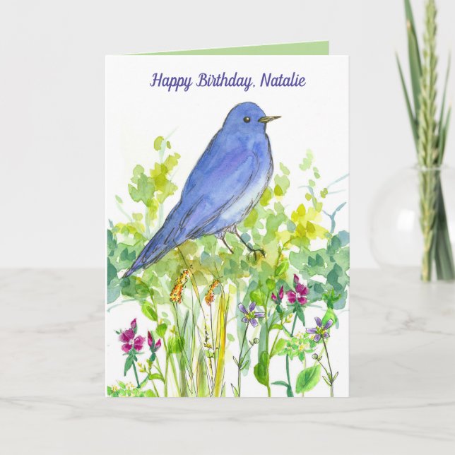 Tarjeta Wildflowers conocidos de encargo del Bluebird del (Anverso)