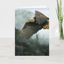 Tarjeta WILDLIFE Bald Eagle y Misty Forest Greetters