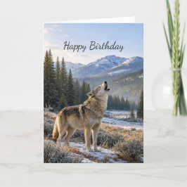 Tarjeta Wildlife Howling Gray Wolf Birthday