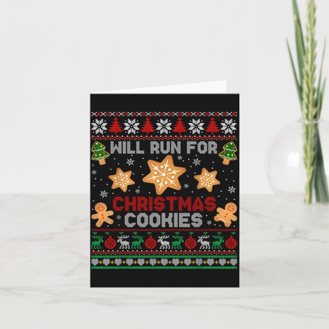 Tarjeta Will Run For Christmas Cookies Gingerbread Lover U (Anverso)