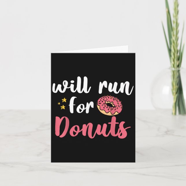 Tarjeta Will Run For Donuts - Motivation Fitness Life  (Anverso)