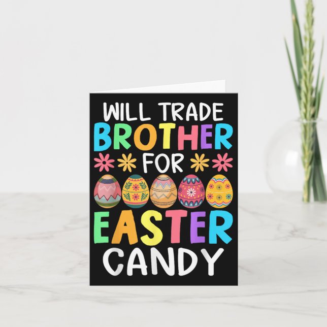 Tarjeta Will Trade Brother For Easter Candy Funny Bunny Te (Anverso)