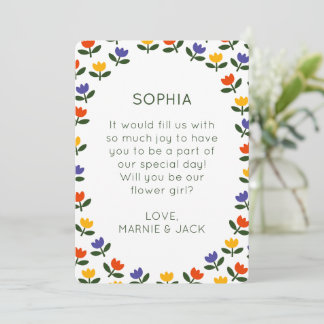 Tarjeta Will You Be My Flower Girl? Modern Tulip Proposal