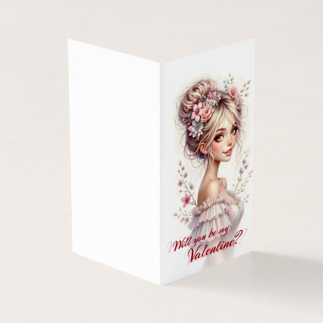 Tarjeta Will You Be My Valentine – Romantic Art Print (Exterior)