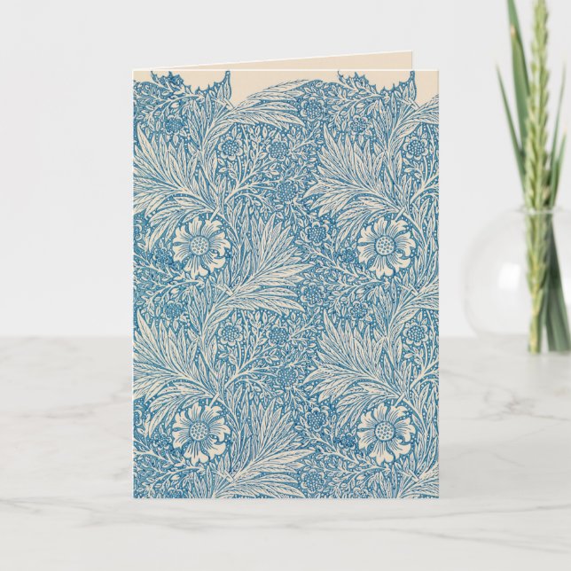 Tarjeta William Morris - Marigold azul Art Nouveau (Anverso)