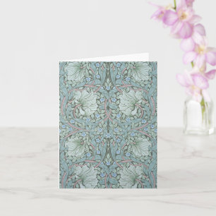 Tarjeta William Morris - Pimpernel: Flores azules y verdes