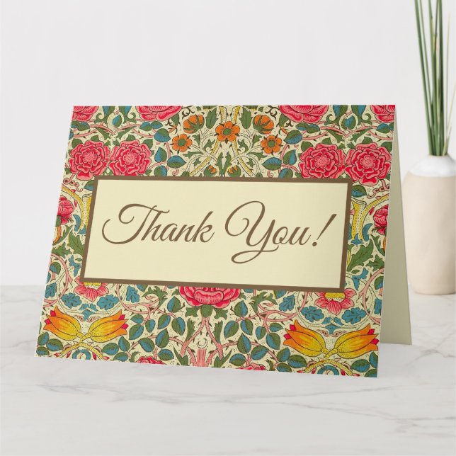 Tarjeta William Morris Rosa Floral Chintz Pink (Anverso)