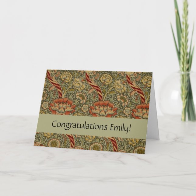Tarjeta William Morris Wandle English Floral Damask Design (Anverso)