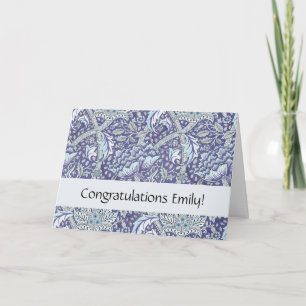 Tarjeta William Morris Windrush patrón floral azul