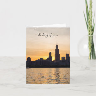 Tarjeta Willis Tower Sunset Silhouette Pensando En La Tarj
