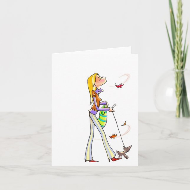 Tarjeta Windy Walking Women Notecard (Anverso)