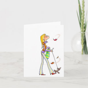 Tarjeta Windy Walking Women Notecard