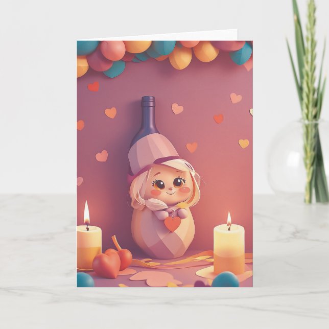 Tarjeta Wine and Cheers Birthday (Anverso)