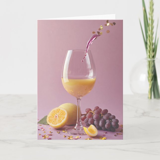 Tarjeta Wine and Cheers to Another Year (Anverso)