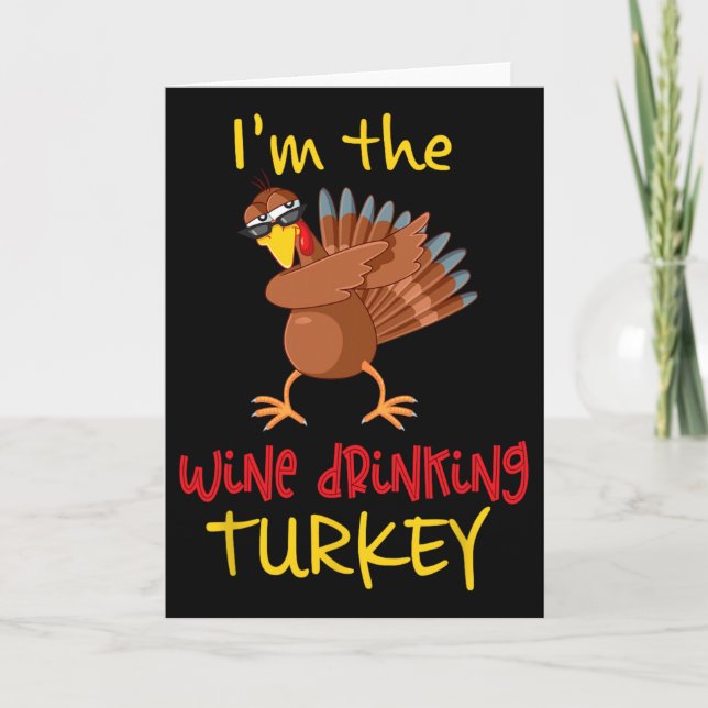 Tarjeta Wine Drinking Turkey Matching Family Thanksgiving  (Anverso)