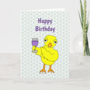 Tarjeta Wine Glass Chick  Birthday