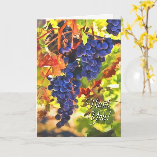 Tarjeta Wine Grapes with Harvest Autumn Colors Thank You  (flor amarilla)