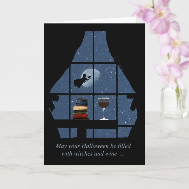 Tarjeta Wine Happy Halloween Bruja malvada (Orquídea)
