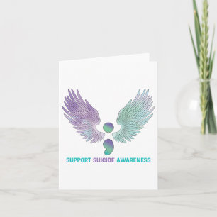 Tarjeta Wings Semicolon Apoyo Suicidio Conciencia Verde az