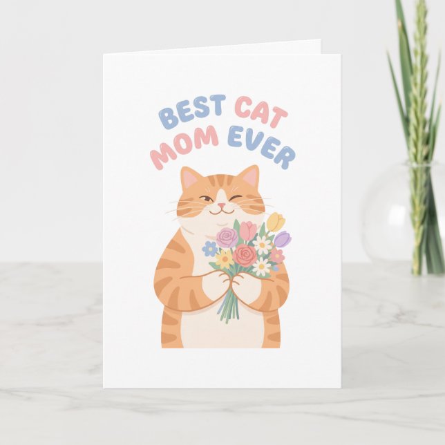 Tarjeta Winking Ginger Tabby Cat Mother's Day Art (Anverso)