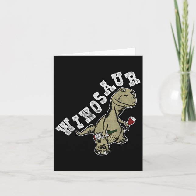 Tarjeta Winosaur Funny Dinosaur Wine Pun (Anverso)