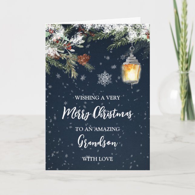 Tarjeta Winowy Night Grandson Feliz Navidad (Anverso)