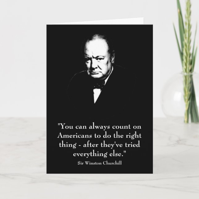 Tarjeta Winston Churchill y una cita divertida (Anverso)