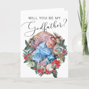 Tarjeta Winter Baptism Godfather Proposal