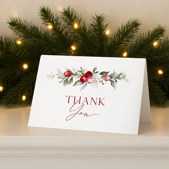 Tarjeta Winter Berry Bridal Shower Thank You (Subido por el creador)