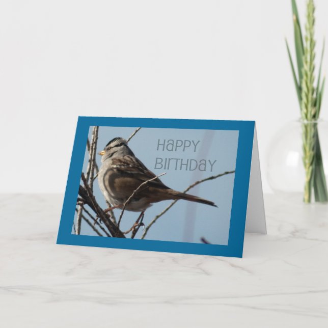 Tarjeta Winter Bird Happy Birthday (Anverso)