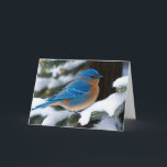 Tarjeta Winter Bluebird<br><div class="desc">Esta tarjeta de Navidades vacacionales presenta un hermoso pájaro mojado en un bosque mágico.</div>
