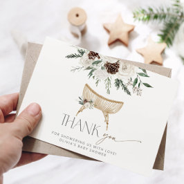 Tarjeta Winter boho nursery baby ducha gracias