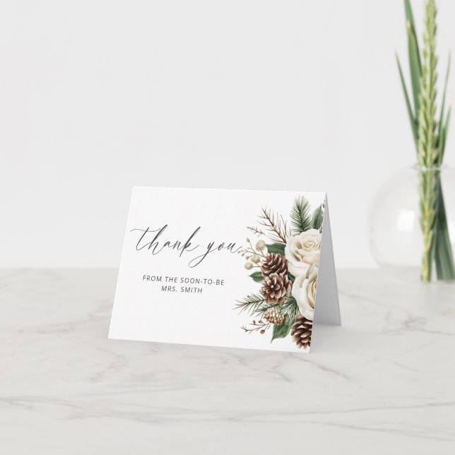 Tarjeta Winter Bridal Shower Gracias (Anverso)