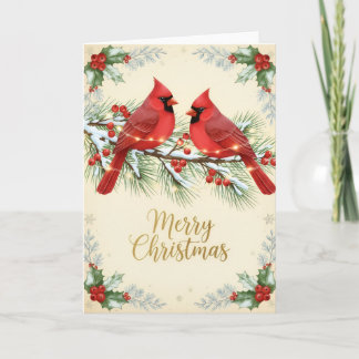 Tarjeta Winter Cardinals Merry Christmas Card