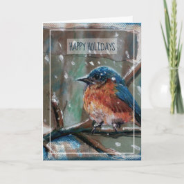 Tarjeta Winter Eastern BlueBird Pintura Happy Holidays Ca
