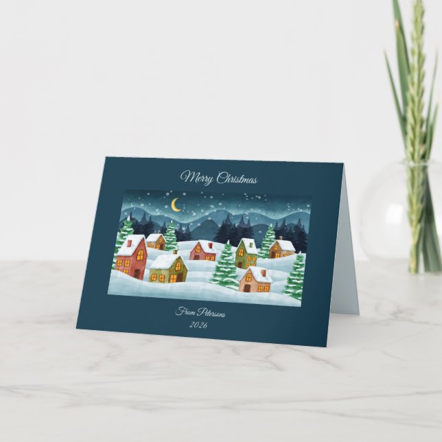 Tarjeta Winter in town Customisable folded greeting Card (Anverso)