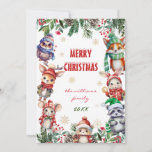 Tarjeta Winter Merry Christmas Woodland Animal Theme<br><div class="desc">Presentamos nuestro encantador tema de Navidades de invierno MERRY NAVIDAD CARD.</div>