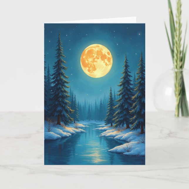 Tarjeta Winter Moonlit Stream (Anverso)