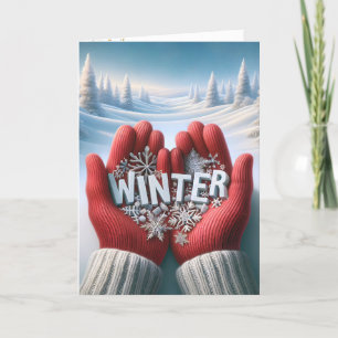 Tarjeta Winter Red Glove Winter Text