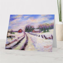 Winter Road original paisaje Art Greeting Card