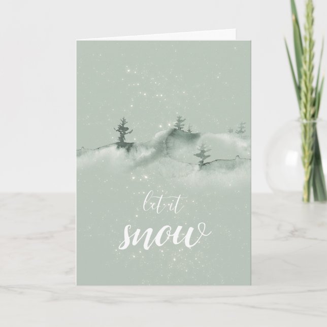 Tarjeta Winter Scene Let It Snow Navidad Card (Anverso)
