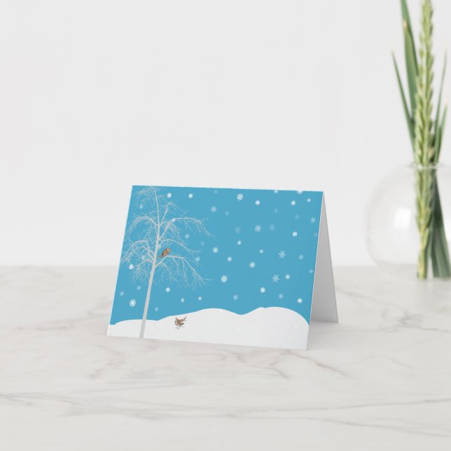 Tarjeta Winter Snow Bird Tree Blank Notecard (Anverso)